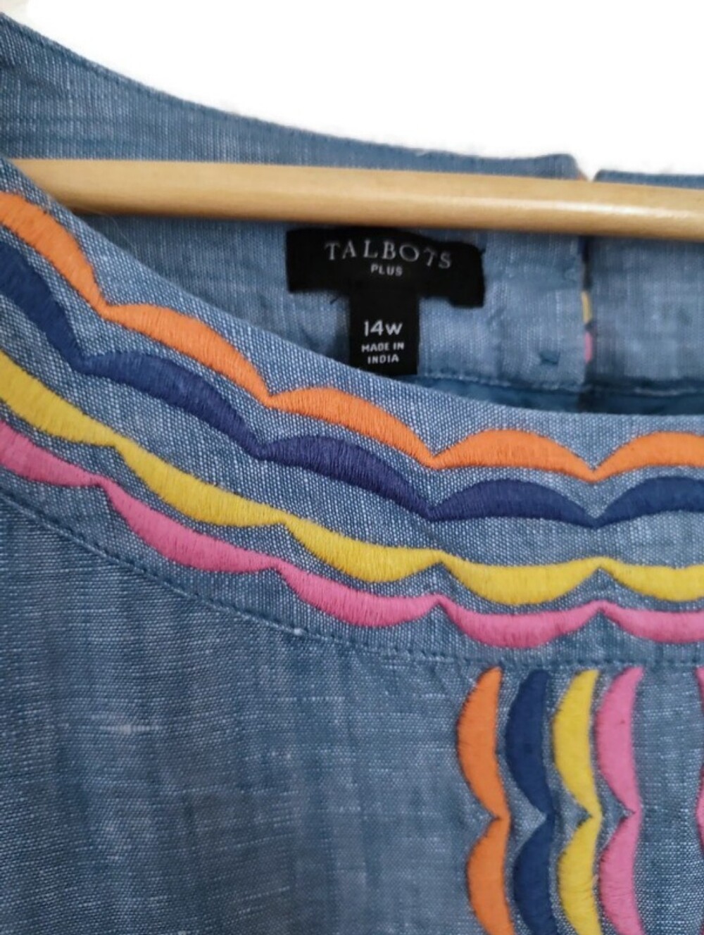 Talbots Sleeveless Linen Cotton Blend Shift Dress Size 14W - Picture 2 of 3
